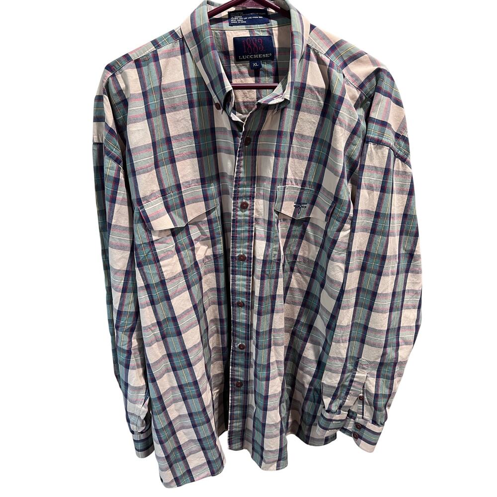 Lucchese 1883 Western Shirt Mens XL Plaid Pearl Snap Cowboy Cotton